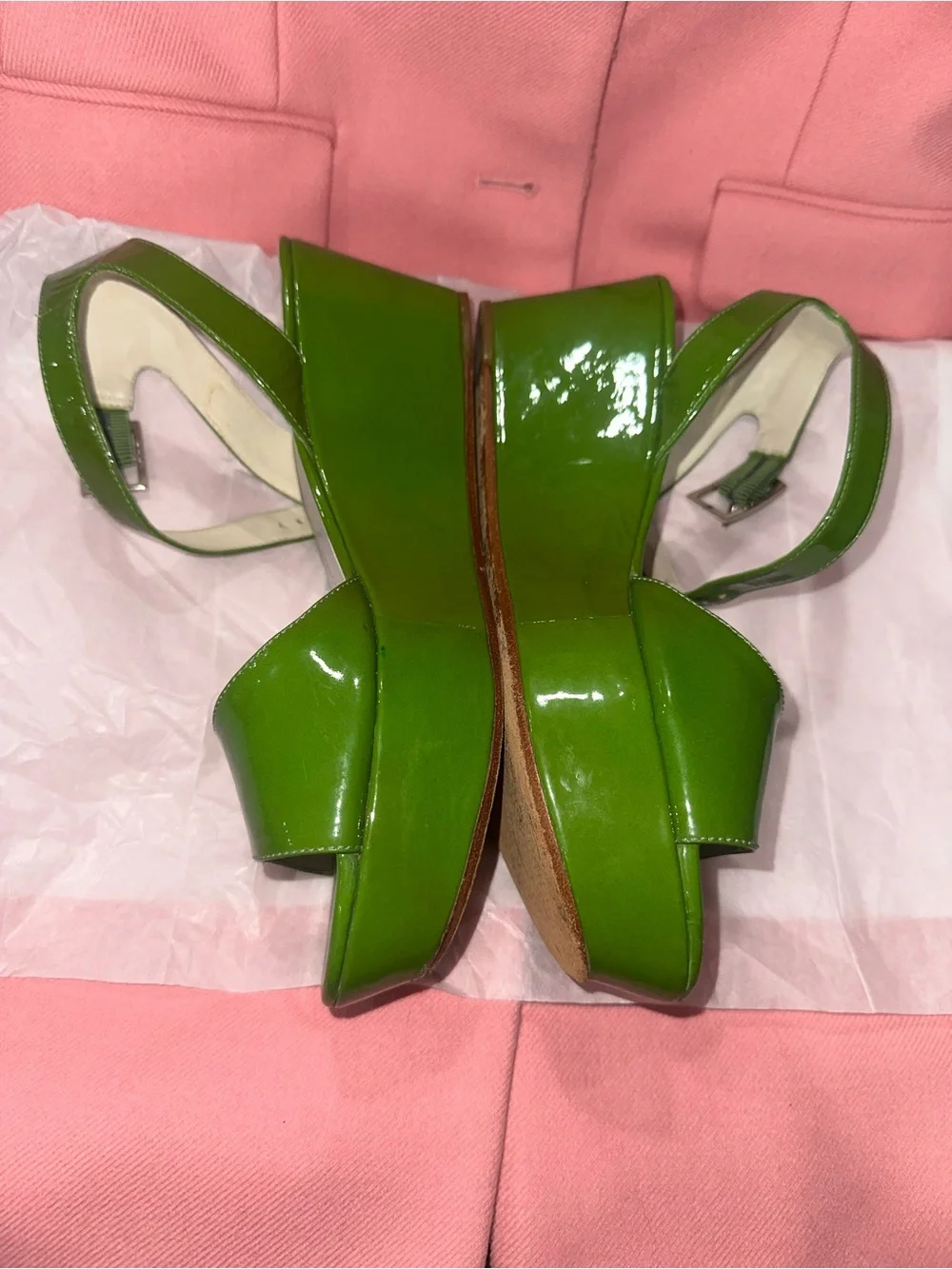 kate spade Green Patent Open-Toe Slingback Sandals